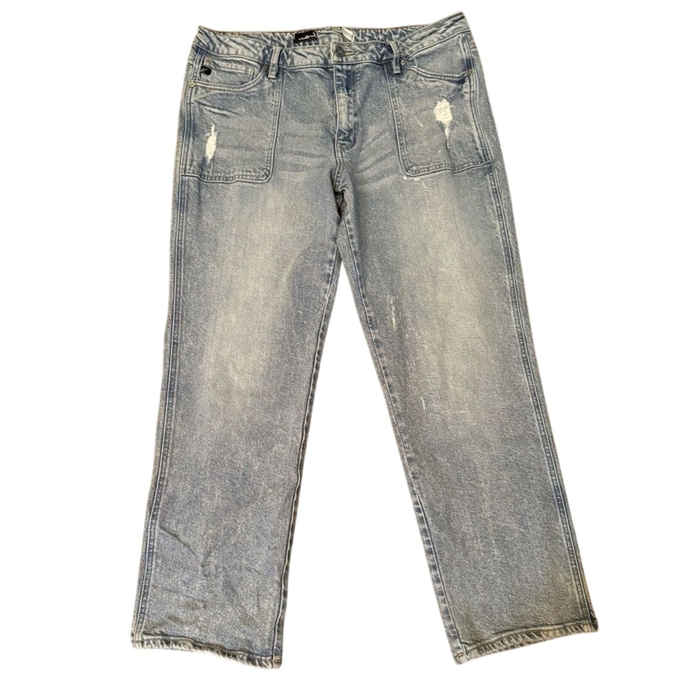 Kancan Light‎ Wash Ankle Straight Stretch Jeans Women's 32 High Rise Casual